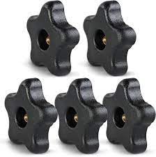 GK MART 12mm female thread x 38mm head size five Star Head Thro Hole Fully Open brass thread bakelite black clamping knobs - 1 No