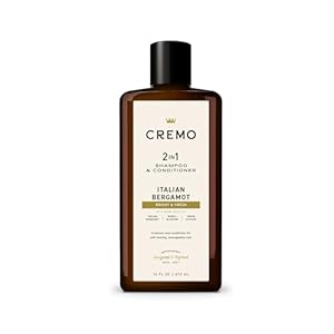Cremo Italian Bergamot 2 in 1 Shampoo & Conditioner for Men, Notes of Italian Bergamot, Neroli Blossom, and Fresh Vetiver, 16 Fl Oz
