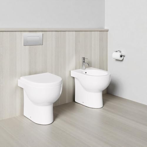 Yellowshop - CLARY Set coppia sanitari a terra vaso rimless e bidet con coprivaso soft-close