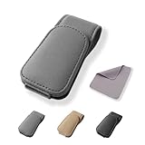 サングラスホルダー 車 メガネホルダー レザー素材 眼鏡を守ります サンバイザー サングラス クリップ 安全運転 車用収納 取り付け簡単 マグネット 選べる3色 カー用品 車載収納用 車 アクセサリー（角型・「グレー」1個）