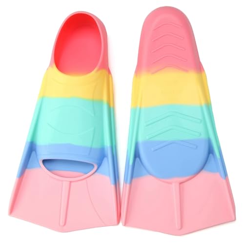 Image of Kids Swim Fins,Short Flippers Swimming Training Fins for Lap Swimming Snorkeling for Children Girls Boys XXXS