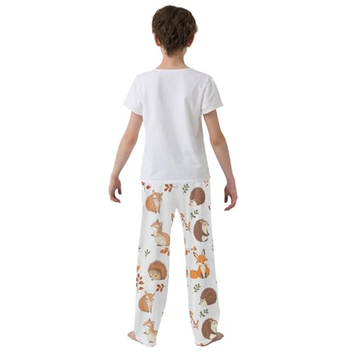 Hedgehog Fox Boys Long Pants Soft Trousers Elastic Waist Kids Lounge Bottoms with Pockets S-XL3