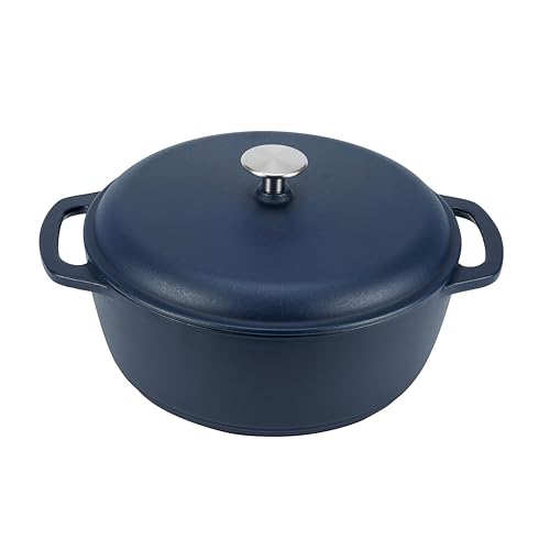 Amazon Basics Cast Iron Dutch Oven Pot with Lid, Enameled, Round,...