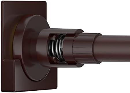 SMODBRODRE Shower Curtain Rod - 32-80 Inch Brown Spring Tension Shower Curtain Rods for Bathroom with Shower Rod Holders, 1 Inch Stainless Steel Shower Curtain Rod No Drill, Non-slip