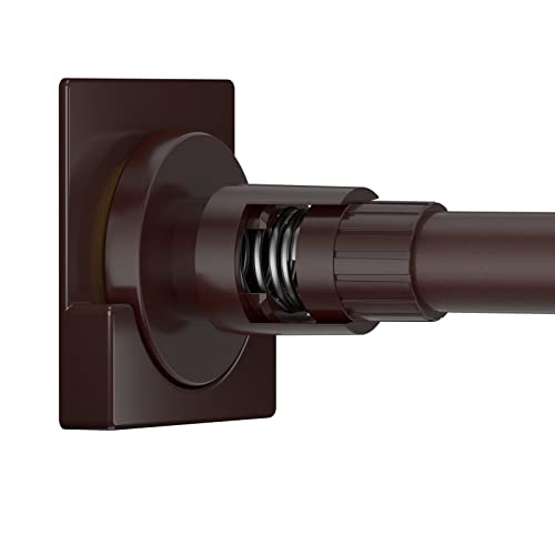 Smodbrodre Shower Curtain Rod - 32-80 Inch Brown Spring Tension Shower Curtain Rods For Bathroom With Shower Rod Holders, 1 Inch Stainless Steel Shower Curtain Rod No Drill, Non-Slip #TOP23