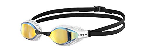 Arena Air-Speed Anti-Fog Swim Goggles for Men and Women, Yellow Copper/White, Mirror Lens
