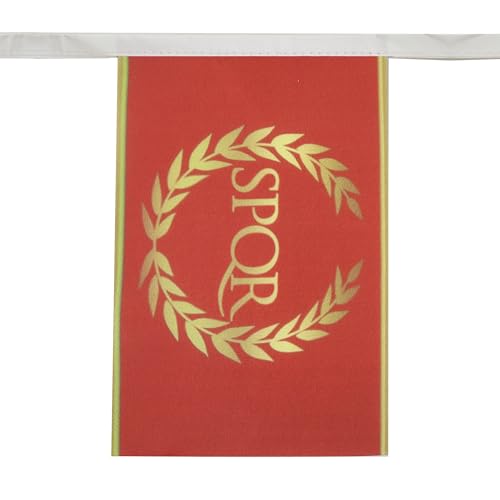 AZ FLAG - Fahnenkette Römische Kaiserzeit 6 Meter Mit 20 Flaggen - 21x14 cm - Rom Girlande Flaggenkette 14 x 21 Cm