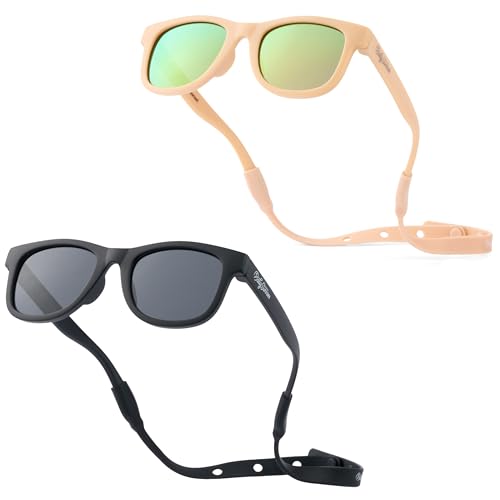 Image of Polarized Baby Sunglasses With Strap - Unbreakable Flexible Infant Sunglasses For Toddlers Newborns 0-24 Months