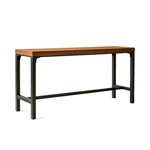 CMYAOYC Mesa de Bar Estrecha, Encimera de Madera Maciza con Marco de Acero Reforzado, Mesa Consola Industrial para Entrada, Pasillo, Cocina y Salón(160x40x105cm)