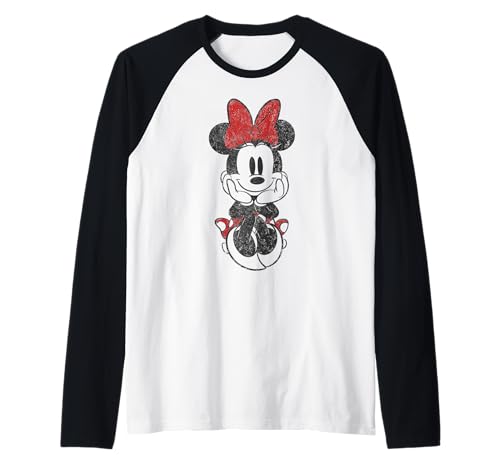 Haut Raglan Minnie Mouse Disney Style Baseball Manches Trois-Quarts