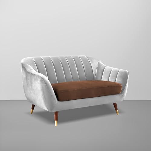 Image of Atticus 2 Seater Sofa for Living Room (Brown Grey) Premium Fabric Sofa