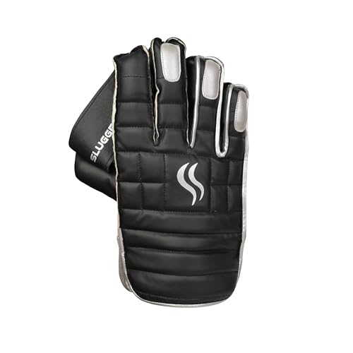 Image of SLUGGER Corporate Wicket Keeping Gloves for Cricket | Premium Leather | Superior Grip, Protection & Comfort | Professional Cricket Gloves for Men | Black