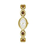 YBNKKUXKN Reloj Relojes vintage for mujer, elegante reloj de pulsera de cuarzo con esfera ovalada, pulsera de perlas, regalo for mamá y esposa. Relojes(Gold White)