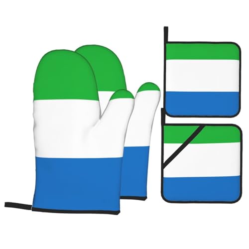 Ensemble de gants de cuisine et maniques avec drapeau de la Sierra Leone pour ouvrir le couvercle de la casserole, four à micro-ondes et bol