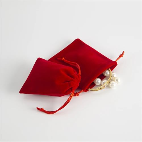 Bolsas rojas de terciopelo de alta calidad para joyería fina y bodas 6