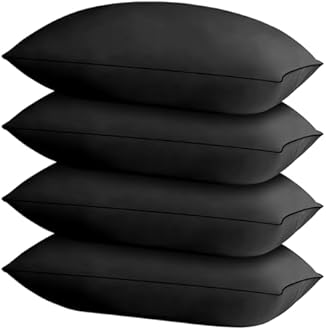 HIMOON Bed Pillows for Sleeping 4 Pack,Queen Size Cooling Pillows Set of 4,Top-end Microfiber Cover for Side Stomach Back Sleepers(Black)