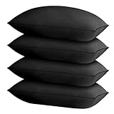 HIMOON Bed Pillows for Sleeping 4 Pack,King Size Cooling Pillows Set of 4,Top-end Microfiber Cover for Side Stomach Back Sleepers(Black)