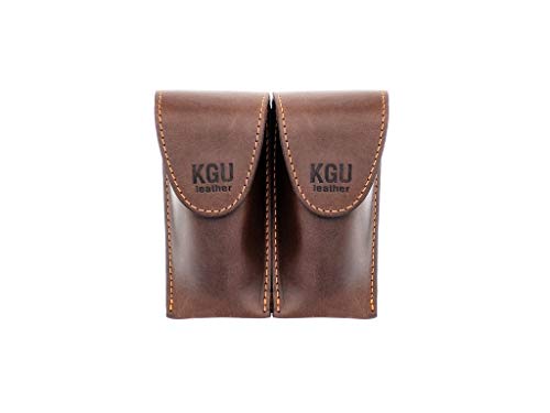 Trumpet Mouthpiece Pouch KGUBrass Leather Crazy Horse Handmade (DOUBLE, Vintage Brown)