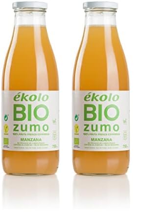 ÉKOLO Zumo de Manzana Ecológico, 100% Exprimido, 6 Botellas x 750 ml, 4500 ml (Paquete de 2)