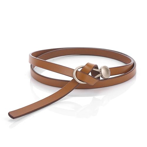 Women's Leather Belt Dress Belt Fashion Skinny Belt Tie A Knot Leather Waist Belt Knotted Decorative Belt 5