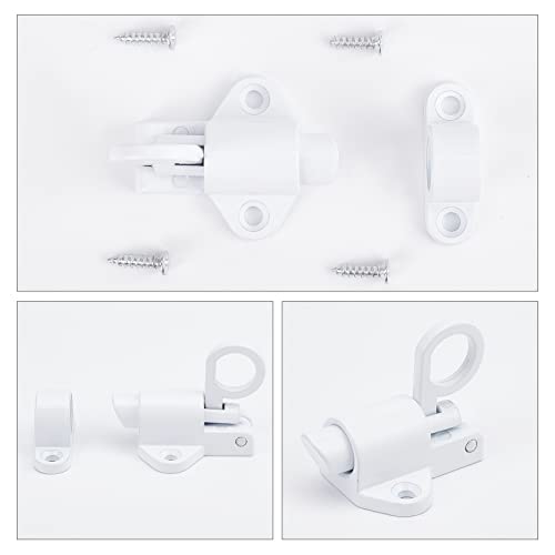 GORGECRAFT 2 Sets Self-Closing Latch Aluminum Alloy Automatic Window Spring Latch Spring Loaded Latch Slide Lock Security Automatic Window Gate Slide Locks for Inside Door White - Image 4