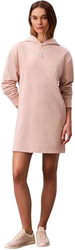 Calvin Klein Women's Ls Monologo Premium Terry Hoodie Lv047D229G Dresses, Orange, S