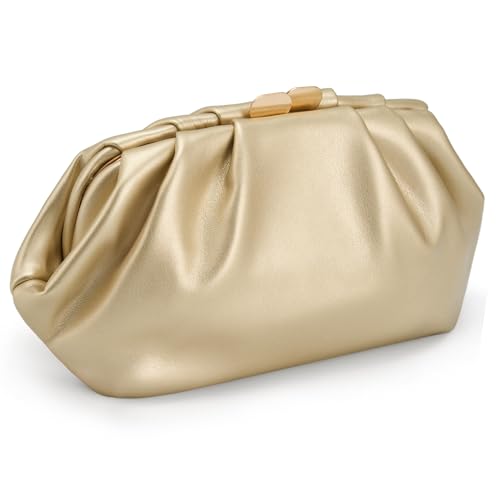 Image of Gurina Pleated PU Clutch Purse for Women Formal - Evening Bag with Detachable Chain for Weddings, Proms
