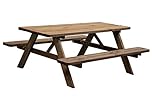 AVANTI TRENDSTORE Tavolo da picnic VERENA per esterno 2 panche integrate angoli arrontondati, legno massiccio. Panca per parchi, giardini, agriturismi. LAP 177x72x157 cm