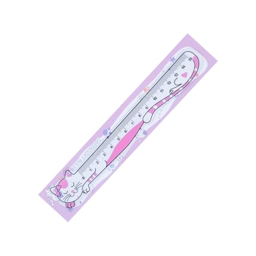 ラブリー猫定規ソフト 15 センチメートルストレート定規測定ツール学用品工学教育用ソフトラブリー猫クリアスケールストレート学生用