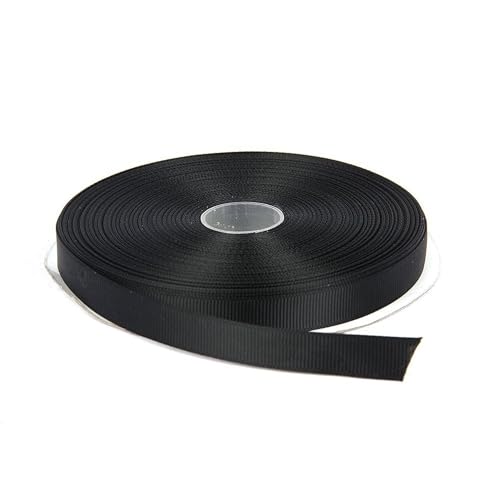 Topenca Supplies 1/2 Inches x 50 Yards Double Face Solid Grosgrain Ribbon Roll, Black