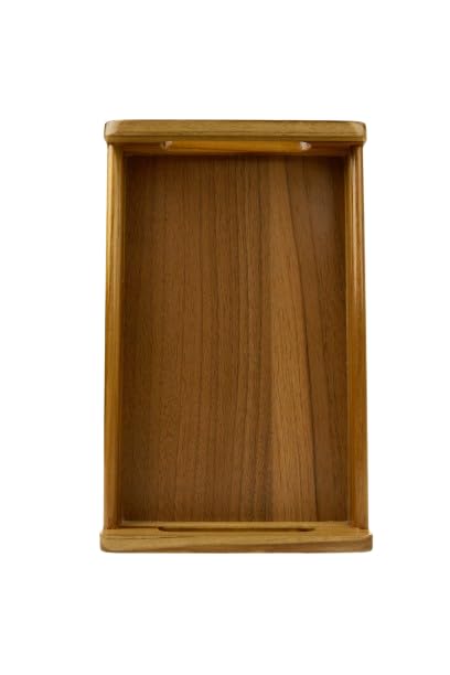 WoodenGems EcoServe Wooden Serving Tray with Handles | Handcrafted Teak Wood Rectangular Platter for Kitchen and Dining | Durable Water Resistant Multipurpose Tray for Home and Restaurant Use (Large)