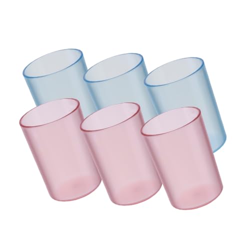 BRIGHTFUFU 6pcs Versatile Toothbrush Cup Travel Tumbler for Mouthwash and Drinking Lightweight Bathroom Accessories and Colors