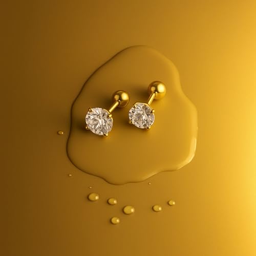 Image of BLACKBOX Stainless Steel Cubic Zirconia Stud Earrings for Women & Men | Hypoallergenic Korean Style Crystal Studs| Daily use Jewellery| Best Gift for Birthday, Anniversary & Wedding