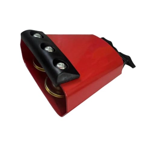 Menolana Cowbell Noise Maker Percussion Instrument with Sound Damping Protection Strip Metal 4 inch Cow Bell for Sports Events, Red