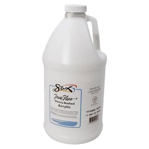 Sax True Flow Heavy Body Acrylic Paint, 1/2 Gallon, Titanium White - 439301, 64 Fl Oz (Pack of 1)