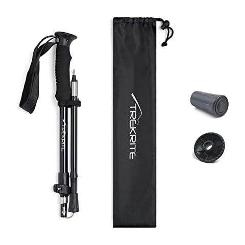 Folding Walking / Hiking / Trekking Poles / Sticks - Lightweight Unisex with Accessories (1pc or 2pc / set / pair / 2 sizes) - Trekrite (Small, Single) Cover