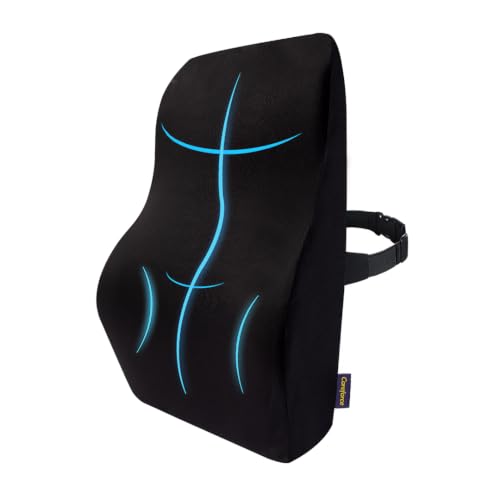 Image of Careforce Back Support for Chair Car Seat Back Support Office Lumbar Pain Relief Rest Pillow- Black