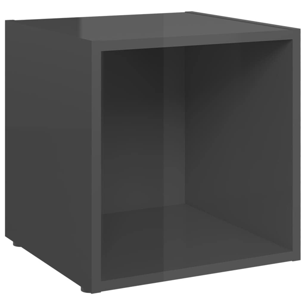6-TLG. TV-Schrank-Set Hochglanz-Grau, Holzwerkstoff Lowboard für Wohnzimmer, modernes Media-Center mit viel Stauraum, vielseitig aufstellbar