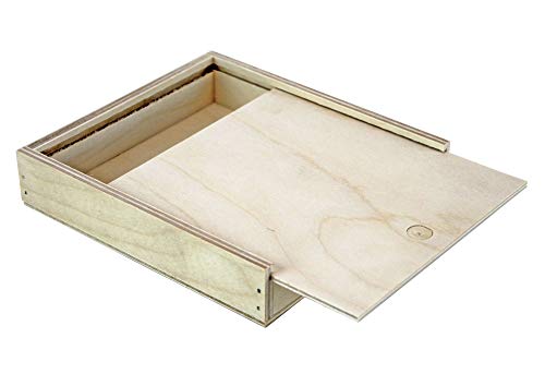 UTI GmbH Kleine Sperrholzbox mit Schiebedeckel - Holzkiste Aufbewahrungsbox Kästchen Schachtel Schatulle Cover