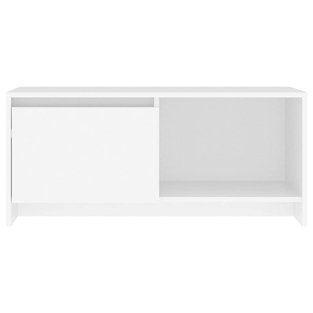Mobile per TV in legno bianco, 90 x 35 x 40 cm, con porta e scomparto, credenza bassa per soggiorno, spazio per videogiochi, home theater, cassettiera