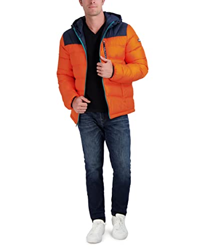 Image of Nautica Men's Midweight Quilted Faux Memory Puffer Jacket -Adjustable Hood Insulated Winter Coat
