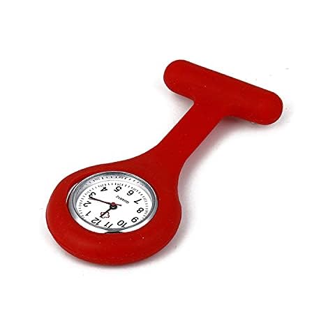 Exeton - Nurses Fob Watch Brooch for Women, Infection Control Design Health Care Industry Nurses Watch Silicon (Red) Cover