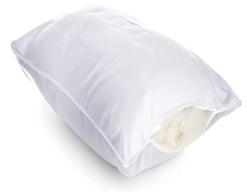 100% Cotton Down Proof Throw Pillow Shell, Empty DIY Cushion Cover for Filling, Pillow Insert Cover, Sew to Close, No Zipper, Solid White, 20x20