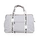 Childhome, Mommy Bag, Wickeltasche, Kliniktasche, Reisetasche, großes Fassungsvermögen, Wickelauflage, verstellbarer Schultergurt, unterteilt, Isoliertasche, Durchgang für Koffer, Altweiss, Signature