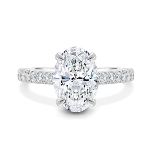 10K 14K 18K Solid Gold Moissanite Engagement Ring for Women, 1-3 Carat Center Oval Cut Moissanite Wedding Ring Engraved Name Jewelry Gift(10K Real Gold)3