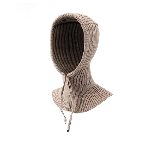 Bounzhi Winter Hat Warm Hooded Scarf Hat Balaclava Knitted Beanie for Women and Girls (Khaki)
