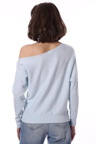 Image of Minnie Rose Womens Long Sleeve Off The Shoulder Cotton Cashmere Pull Over Sweater