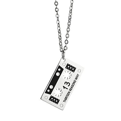 YAHOYA Retro 13 Gründe, Warum Kassettenband Silberton Halskette Punk Tape Anhänger Hip Hop Modeschmuck Geschenk für Männer und Frauen