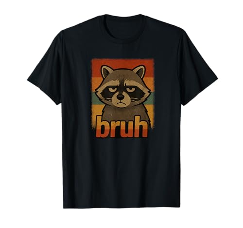 Funny Raccoon Bruh Vintage Retro Zoo Day Niños Niñas Niños Camiseta