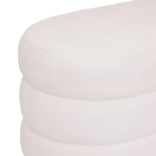 Banc Sinan bouclette blanc 100 cm Atmosphera